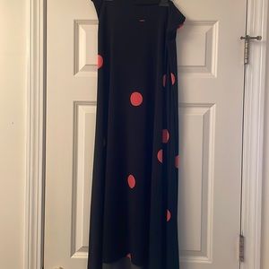 Lularoe black and orange polkadot can be worn as a maxi dress or skirt medium